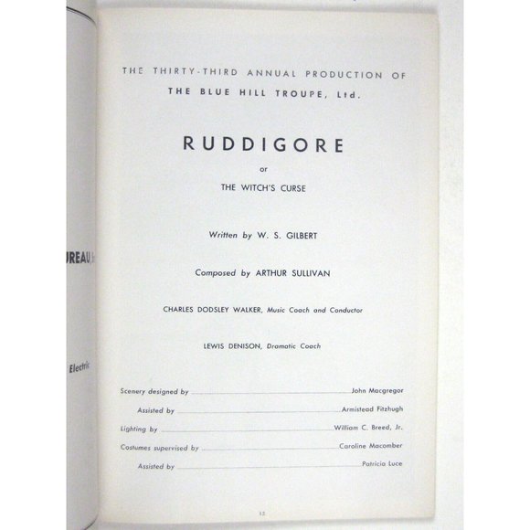 Blue Hill Troupe Program 1957 Ruddigore Opera Witch Curse Gilbert and Sullivan - Picture 3 of 6